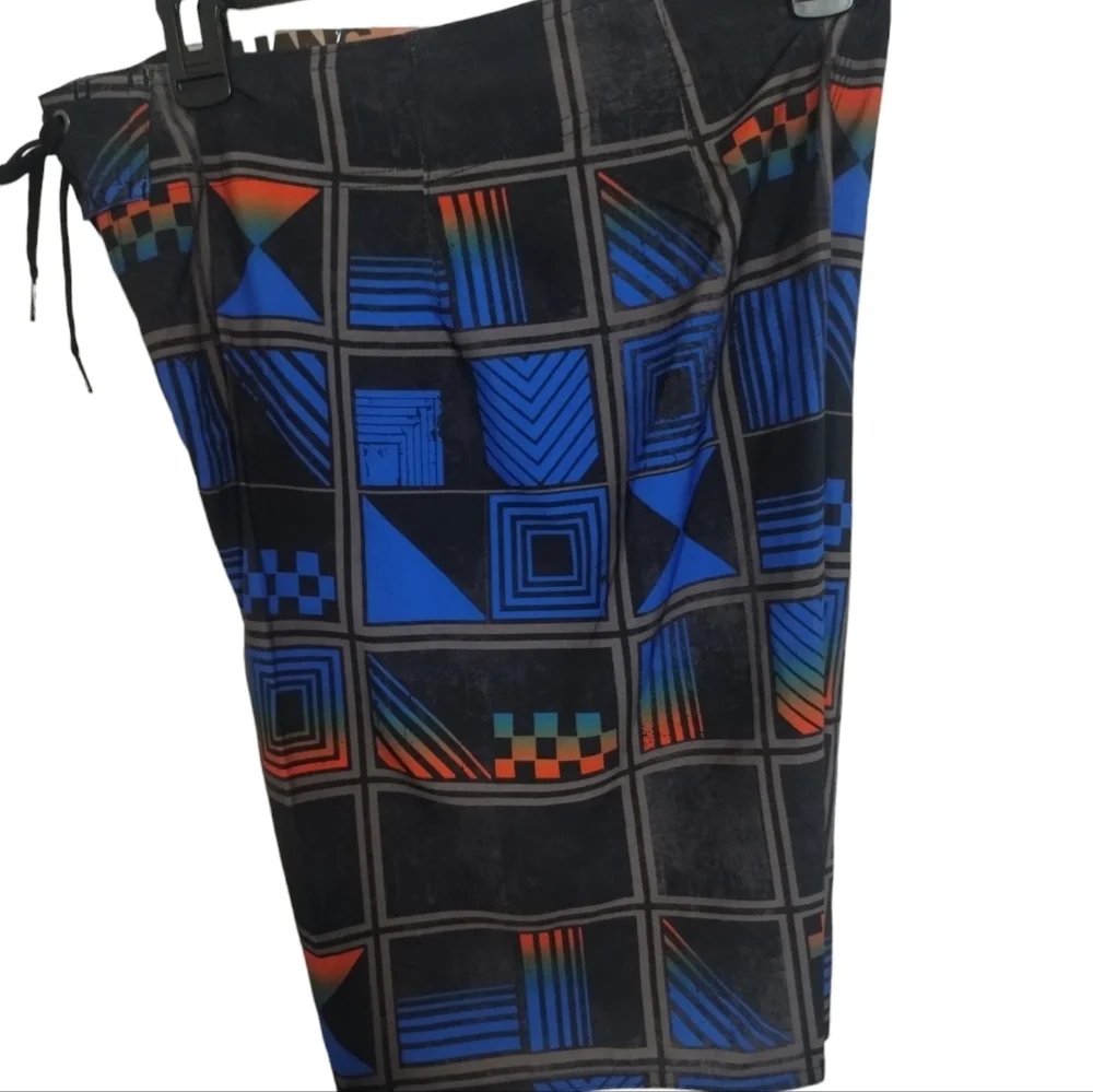 Hang Ten Mens Black /Blue Four way Stretch Swim Shorts Size 34 Supreme Stretch‎